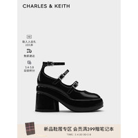 CHARLES&KEITH24春季甜酷细带厚底玛丽珍鞋单鞋CK1-60920365 Black Box黑色 40