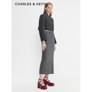 CHARLES&KEITH24春季甜酷细带厚底玛丽珍鞋单鞋CK1-60920365 Burgundy葡萄酒红色 36