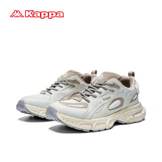卡帕（Kappa）老爹鞋男春季厚底休闲运动鞋 白棕 44  鹭羽白/雄鹿棕