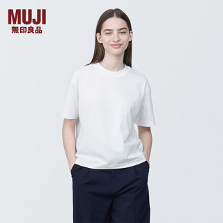 MUJI 無印良品 无印良品 MUJI 女式 天竺织 圆领短袖T恤 打底衫女款内搭多巴胺BB2P5A4S 白色 XS 150/76A