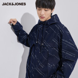 jackjones杰克琼斯字母印花水洗牛仔外套