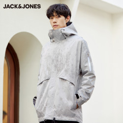 jackjones杰克琼斯反光潮酷做旧纹理防泼水风衣