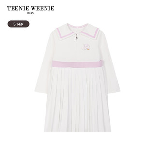 Teenie Weenie Kids小熊童装24春夏女童长袖翻领可爱连衣裙 白色 140cm