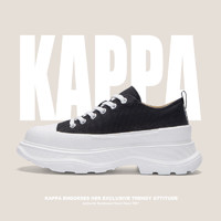 卡帕（Kappa）帆布鞋厚底百搭小白鞋子女 黑色 35