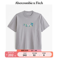 Abercrombie & Fitch 男装 24春夏宽松圆领印花图案T恤 358068-1 灰色 M (180/100A)
