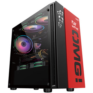 游戏悍将 OMG-MATX黑色 Micro中小板台式机电脑机箱（支持长显卡/240水冷/钢化玻璃侧透/磁吸防尘网） M-ATX黑红色