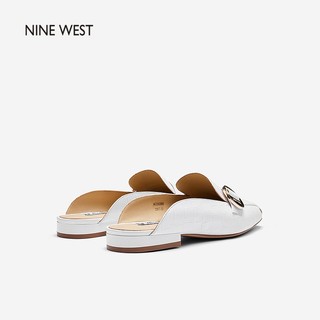 NINE WEST/玖熙夏季石头纹包头拖鞋法式穆勒鞋平底凉拖 白色 37