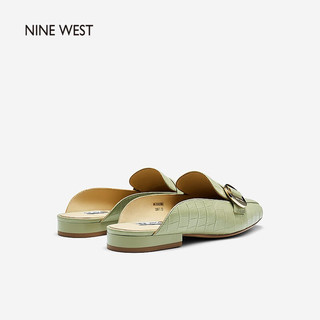 NINE WEST/玖熙夏季石头纹包头拖鞋法式穆勒鞋平底凉拖 绿色 39