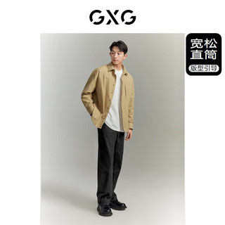 GXG男装城市通勤宽松直筒舒适时尚牛仔长裤  黑色 180/XL