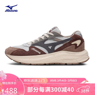 Mizuno 美津浓 男女运动鞋 舒适透气时尚厚底复古休闲鞋 PI RETRO 41码 03/冰川灰/浅棕/灰褐色