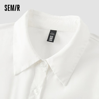 森马（Semir）连衣裙女翻领长裙文艺温柔系2024夏季收腰百褶衬衫裙通勤 本白10102 160/84A/M