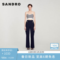 SANDRO2024早春女装法式休闲短款条纹针织吊带背心SFPPU02201 D187/米白色 0