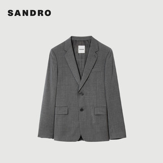 SANDRO2024早春新款男装法式商务休闲直筒合体西装外套SHPVE00928 21/碳灰色