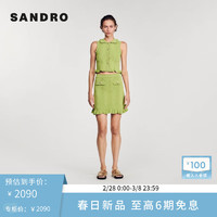 SANDRO2024早春女装法式波浪纹橄榄绿针织半身短裙SFPJU01120 802/橄榄绿色 34