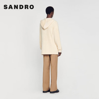 SANDRO2024早春新款男装法式纯色简约绒感连帽针织卫衣SHPTR00559 淡褐色 XS
