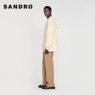 SANDRO2024早春男装法式纯色简约绒感连帽针织卫衣SHPTR00559 淡褐色 XS