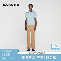 SANDRO2024早春新款男装休闲POLO蓝色短袖针织T恤上衣SHPTR00344 40/天蓝色 XS