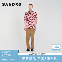 SANDRO2024早春男装法式时尚撞色印花装饰衬衫上衣SHPCM01005 60/粉色 XS