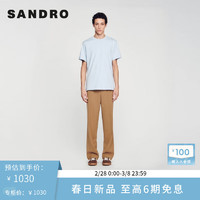 SANDRO2024早春男装简约字母徽标刺绣圆领T恤上衣SHPTS01387 40/天蓝色 XS