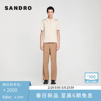 SANDRO2024早春男装法式简约POLO领针织T恤衫上衣SHPTR00344 G177/浅褐色 XS