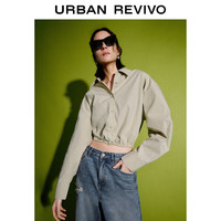 UR2024春季女装休闲简约百搭衬衣领宽松开襟衬衫UWJ240011 卡其灰 S