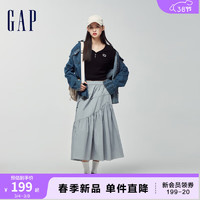 Gap 盖璞 女装2024春季logo简约纽扣V领长袖女友T套头上衣429380 黑色 165/84A(M) 亚洲尺码