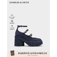 CHARLES&KEITH24春季甜酷细带厚底玛丽珍鞋单鞋CK1-60920365 DARK BLUE深蓝色 36