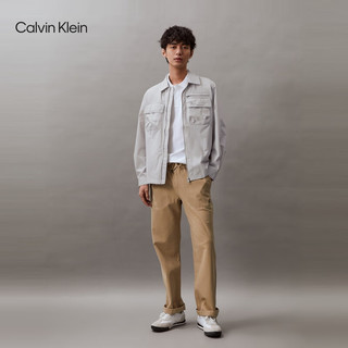 Calvin Klein Jeans24春夏男士刺绣贴袋拉链衬衫领工装夹克外套J325507 PC8-银河灰 M
