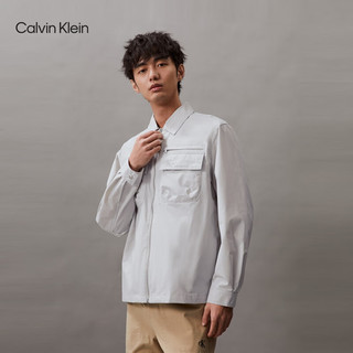 Calvin Klein Jeans24春夏男士刺绣贴袋拉链衬衫领工装夹克外套J325507 PC8-银河灰 M