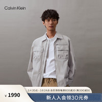 Calvin Klein Jeans24春夏男士刺绣贴袋拉链衬衫领工装夹克外套J325507 PC8-银河灰 XL