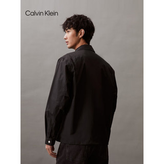 Calvin Klein Jeans24春夏男士刺绣贴袋拉链衬衫领工装夹克外套J325507 BEH-太空黑 L