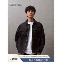 Calvin Klein Jeans24春夏男士刺绣贴袋拉链衬衫领工装夹克外套J325507 BEH-太空黑 M