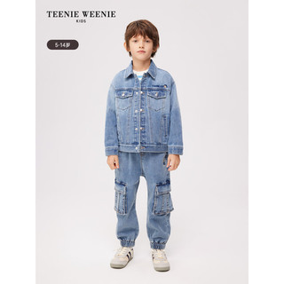 Teenie Weenie Kids小熊童装24春季男童松紧腰束脚工装牛仔裤 蓝色 150cm