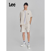 Lee 24春季舒適版Logo織標米白色男短袖襯衫休閑LMT008131204 米白色 XL