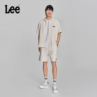 Lee24春季舒适版Logo织标米白色男短袖衬衫休闲LMT008131204 米白色 XXL