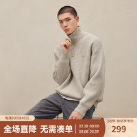 CHINISM AW23 CH美式复古半拉链高领毛衣男潮牌简约保暖打底针织衫上衣 灰咖色 XL