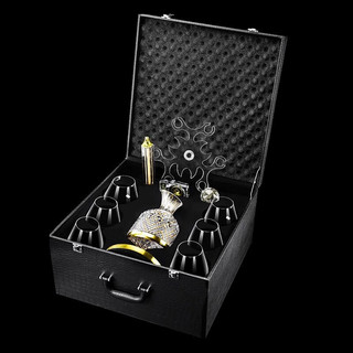 凯欢 高档勃艮第红酒杯套装礼盒旋转醒酒器家用带钻葡萄酒杯 （彩盒装）520ml金钻8件套