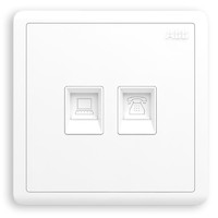 ABB 开关插座面板 86型二位电话6类电脑插座 远致系列 白色 AO330