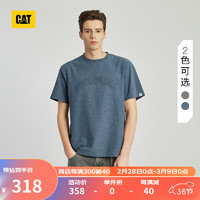 CAT卡特24春男士户外棉感微落肩短袖T恤 深蓝色 XL