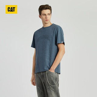 CAT卡特24春男士户外棉感微落肩短袖T恤 深蓝色 XL