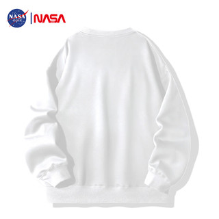 NASA GISS卫衣男秋季潮流百搭宽松圆领长袖T恤青少年纯色打底衫 白3XL 白色