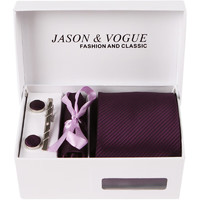 JASONVOGUE 杰尚维格 领带男商务正装8.5cm宽领带手打新郎结婚套装送男友礼物礼盒 深紫