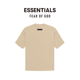 FEAR OF GOD ESSENTIALS胶印LOGO系列棉质圆领短袖T恤 美式高街潮牌透气舒适宽松内搭 鹅黄色 XS