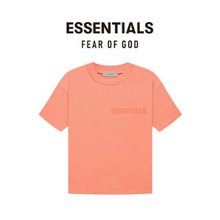 FEAR OF GOD ESSENTIALS植绒LOGO系列棉质圆领短袖T恤 美式高街舒适潮牌透气简约内搭 珊瑚色 M