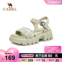 CAMEL 骆驼 女鞋夏季新款休闲厚底一字带凉鞋女水钻仙女粗跟凉鞋女