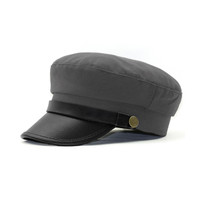 择信 春秋冬季民国风时尚简约女款英伦复古小码鸭舌帽仿pu皮檐时装帽子男封口大头围平顶帽大码鸭帽男 中灰色 M码 57.5cm
