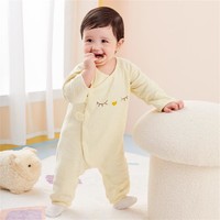 全棉时代 春季婴儿针织带帽连体服 外出搭配一整套 纯棉不刺痒不易过敏