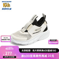 Skechers斯凯奇闪穿鞋春秋款一脚蹬网面透气休闲鞋女童运动鞋403866L 自然色/黑色/NTBK 36