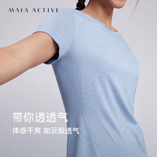 MAIA ACTIVE 云感TEE 透气健身跑步瑜伽运动短袖T恤 TS042 梦醒蓝麻花 L