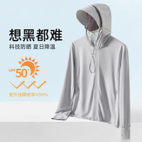 B-22户外冰丝防晒衣男夏季防紫外线UPF50+轻薄透气大帽檐钓鱼防晒服女 男-浅灰【可拆卸大帽檐】 2XL